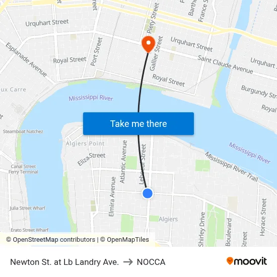 Newton St. at Lb Landry Ave. to NOCCA map