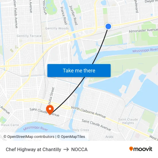 Chef Highway at Chantilly to NOCCA map