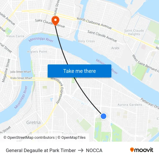 General Degaulle at Park Timber to NOCCA map