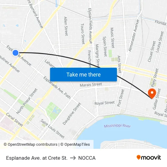 Esplanade Ave. at Crete St. to NOCCA map