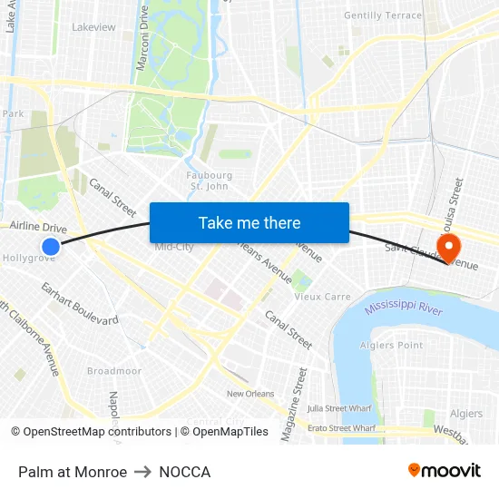 Palm at Monroe to NOCCA map