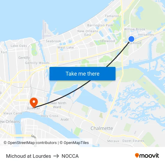 Michoud at Lourdes to NOCCA map