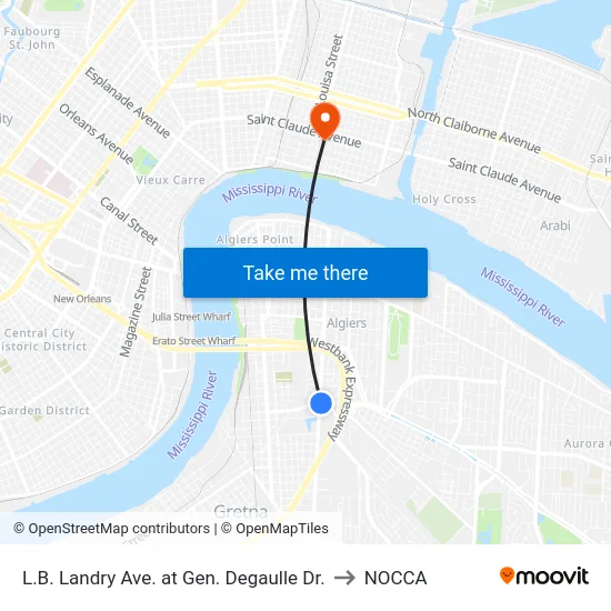 L.B. Landry Ave. at Gen. Degaulle Dr. to NOCCA map