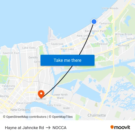 Hayne at Jahncke Rd to NOCCA map