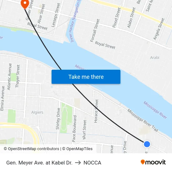 Gen. Meyer Ave. at Kabel Dr. to NOCCA map