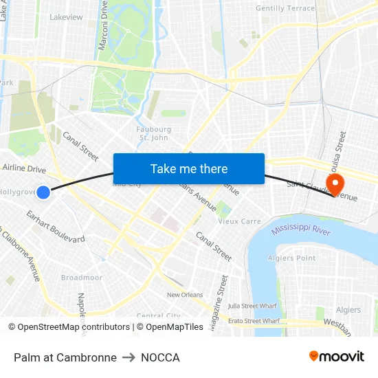 Palm at Cambronne to NOCCA map