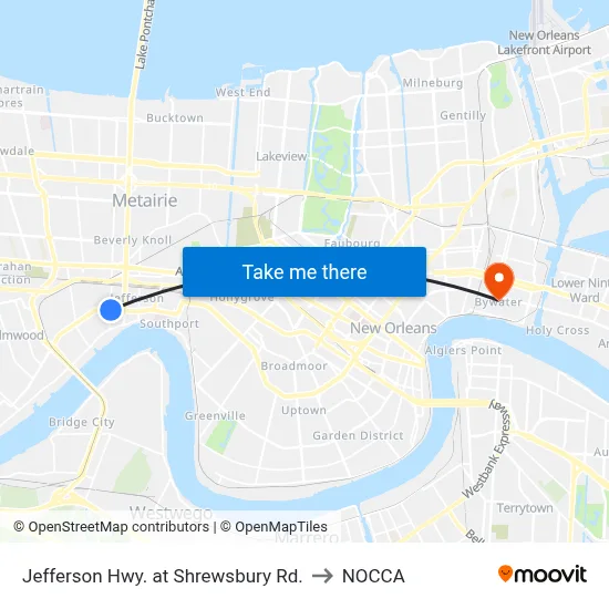 Jefferson Hwy. at Shrewsbury Rd. to NOCCA map