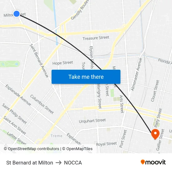 St Bernard at Milton to NOCCA map