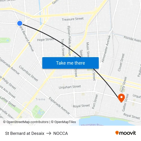 St Bernard at Desaix to NOCCA map