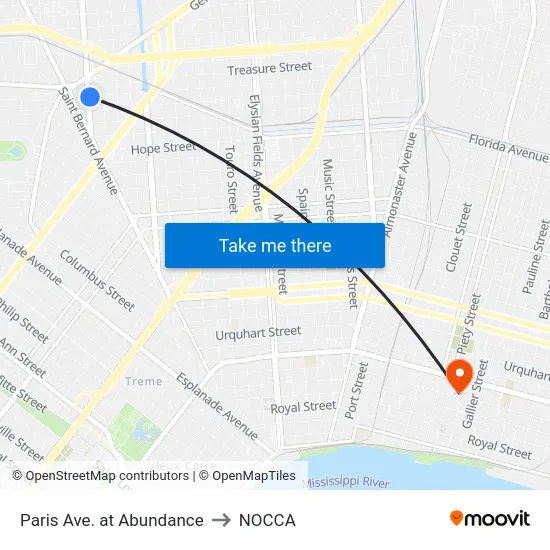 Paris Ave. at Abundance to NOCCA map