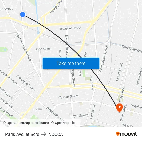 Paris Ave. at Sere to NOCCA map