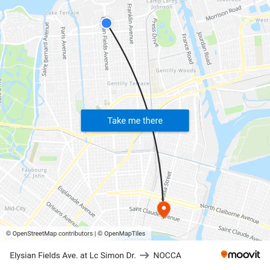 Elysian Fields Ave. at Lc Simon Dr. to NOCCA map