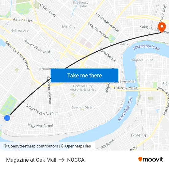 Magazine at Oak Mall to NOCCA map