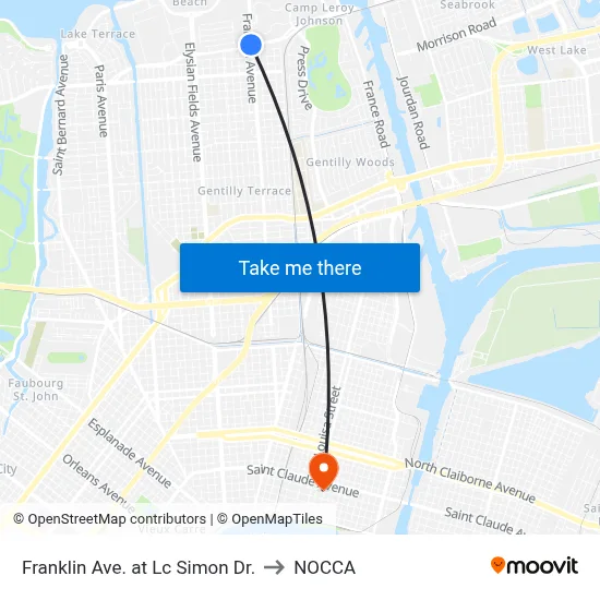 Franklin Ave. at Lc Simon Dr. to NOCCA map