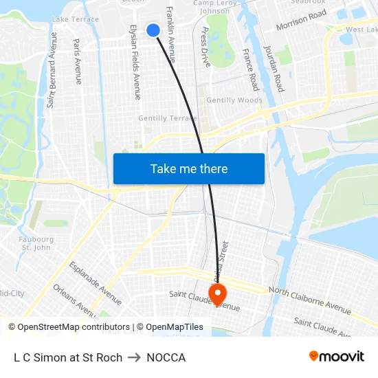 L C Simon at St Roch to NOCCA map