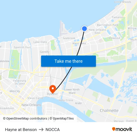 Hayne at Benson to NOCCA map