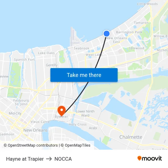 Hayne at Trapier to NOCCA map