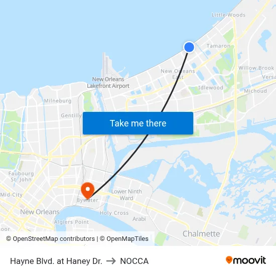 Hayne Blvd. at Haney Dr. to NOCCA map
