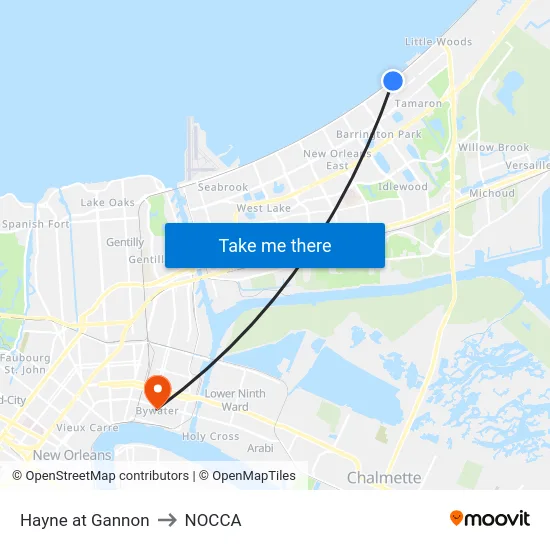 Hayne at Gannon to NOCCA map