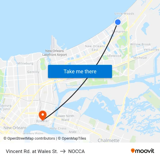 Vincent Rd. at Wales St. to NOCCA map