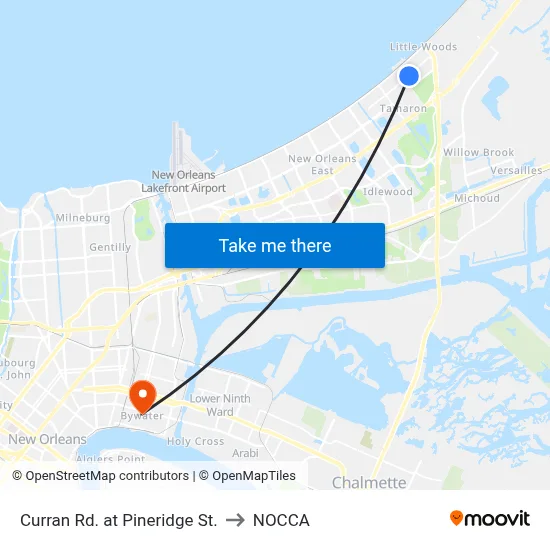 Curran Rd. at Pineridge St. to NOCCA map