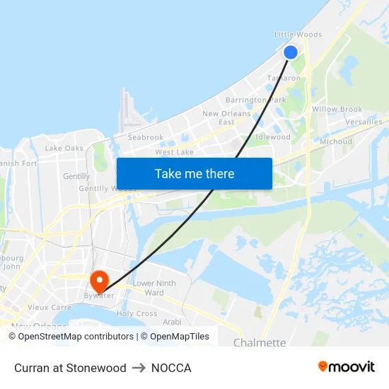 Curran at Stonewood to NOCCA map