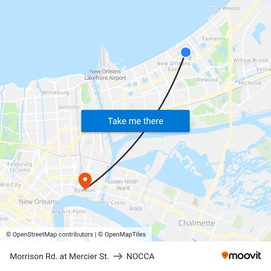 Morrison Rd. at Mercier St. to NOCCA map