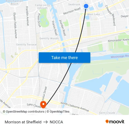 Morrison at Sheffield to NOCCA map