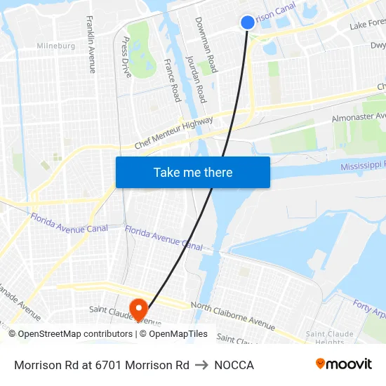 Morrison Rd at 6701 Morrison Rd to NOCCA map