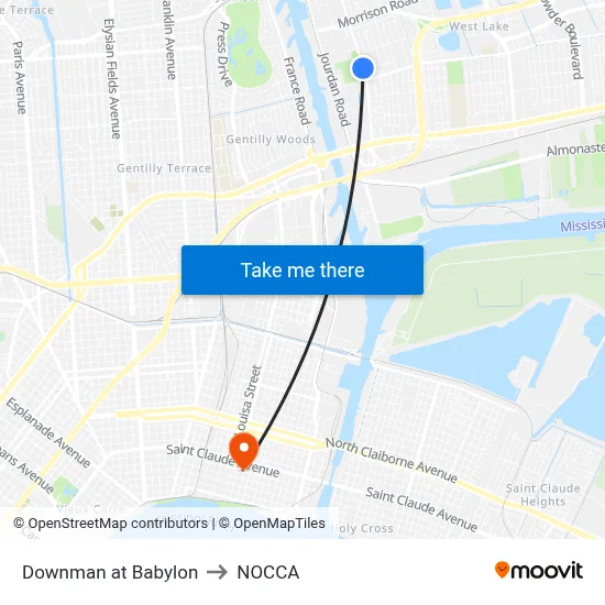 Downman at Babylon to NOCCA map