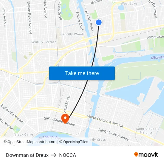 Downman at Dreux to NOCCA map
