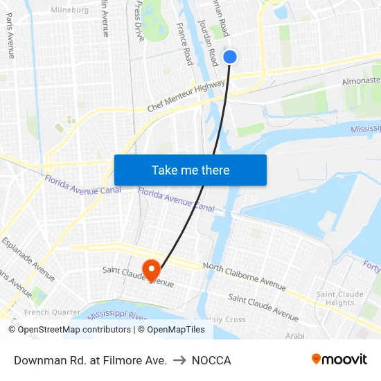 Downman Rd. at Filmore Ave. to NOCCA map