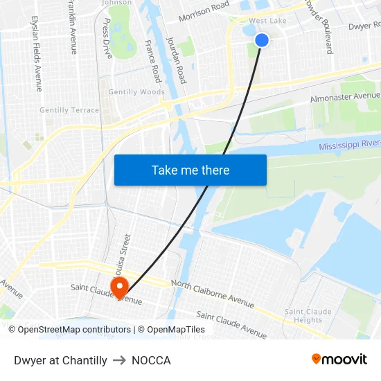 Dwyer at Chantilly to NOCCA map