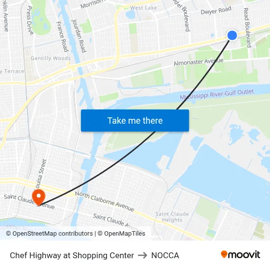 Chef Highway at Shopping Center to NOCCA map