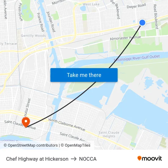 Chef Highway at Hickerson to NOCCA map