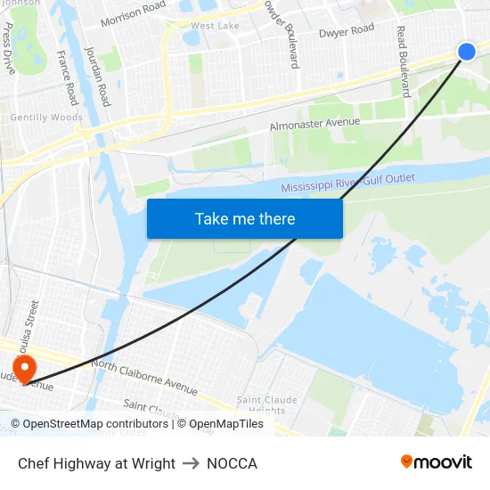 Chef Highway at Wright to NOCCA map
