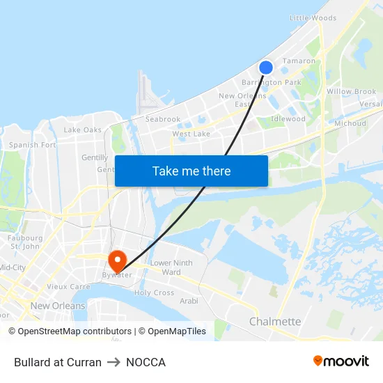 Bullard Ave. at Curran Rd. to NOCCA map