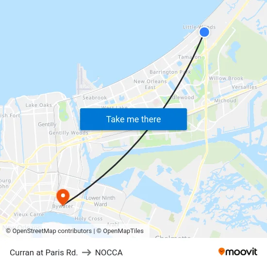 Curran Rd. at Paris Rd. to NOCCA map