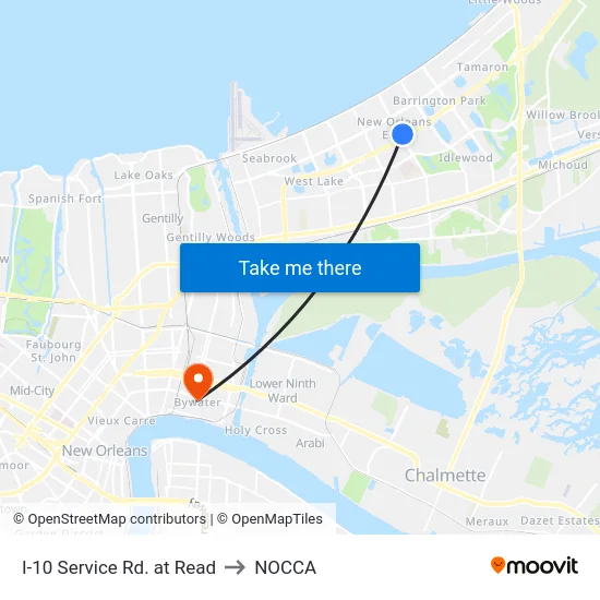 I-10 Service Rd. at Read to NOCCA map