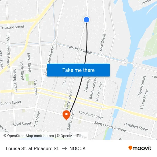 Louisa St. at Pleasure St. to NOCCA map