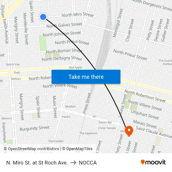 N. Miro St. at St Roch Ave. to NOCCA map