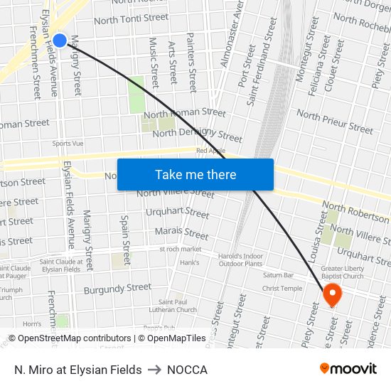 N. Miro at Elysian Fields to NOCCA map