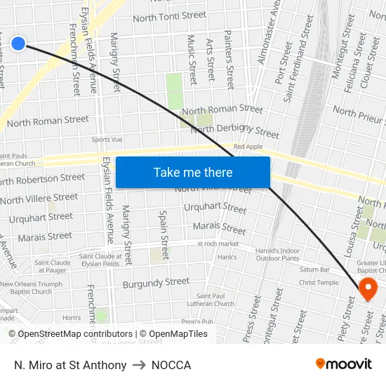 N. Miro at St Anthony to NOCCA map