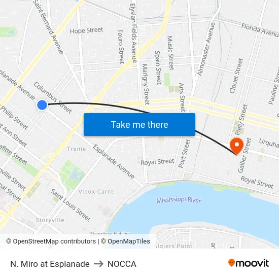 N. Miro at Esplanade to NOCCA map