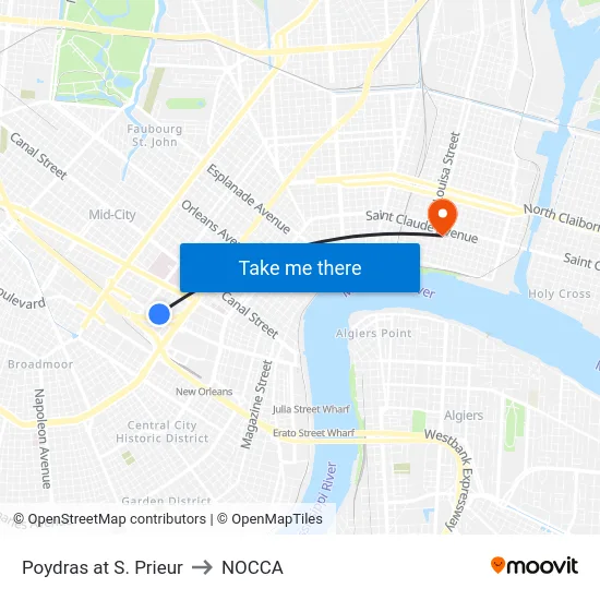 Poydras at S. Prieur to NOCCA map