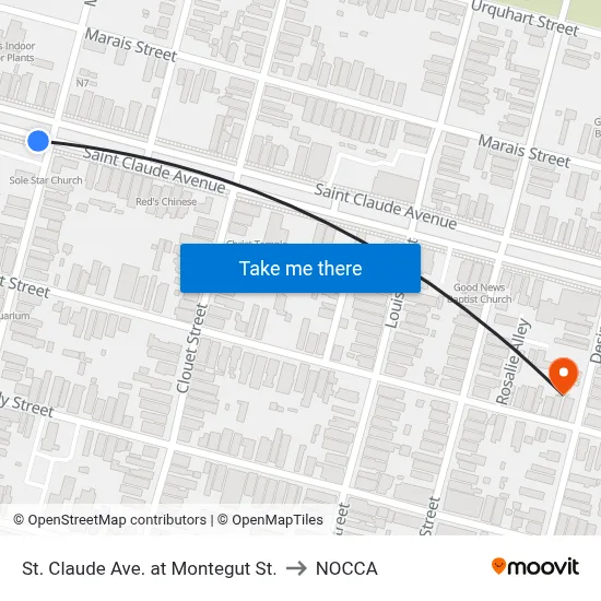 St. Claude Ave. at Montegut St. to NOCCA map
