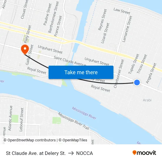 St Claude Ave. at Delery St. to NOCCA map