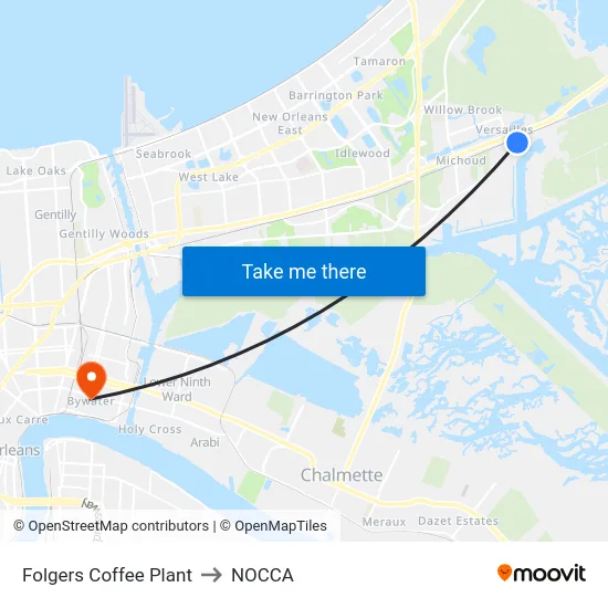 Folgers Coffee Plant to NOCCA map