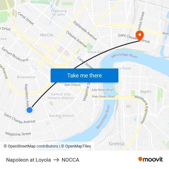 Napoleon at Loyola to NOCCA map