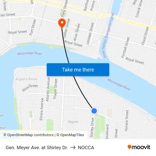 Gen. Meyer Ave. at Shirley Dr. to NOCCA map